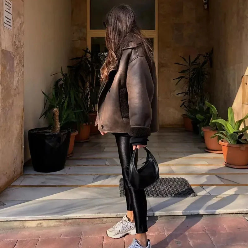 Mode Clément™ | Nola Veste en cuir marron